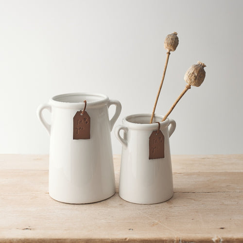 A pair of white Wooden Vases