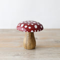 Wooden Toadstool Mushroom Ornament, 10cm Red With White Spots