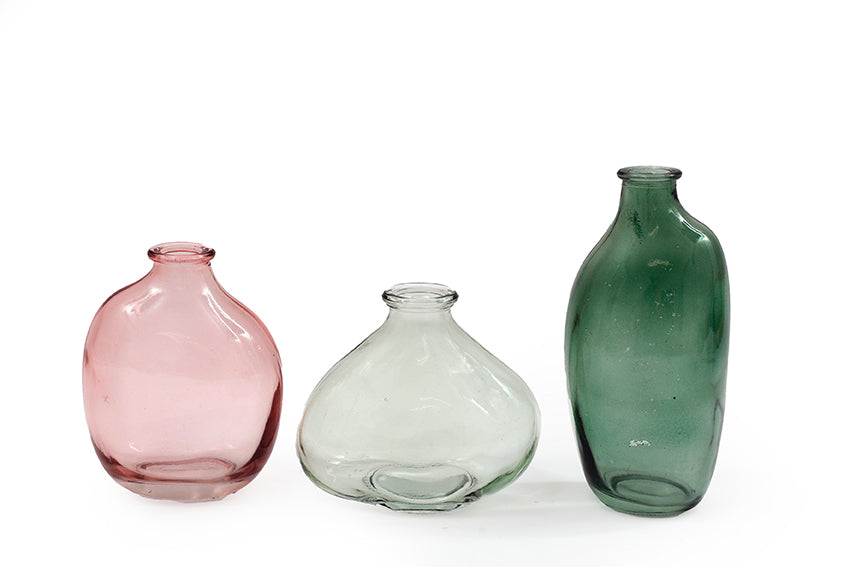 Set of 3 Organic Coloured Glass Vases