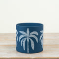 Blue Palm Tree Flower Pot / planter